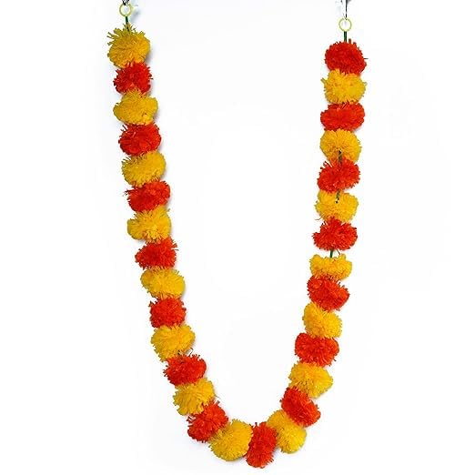 Marigold Garland- Vibrant Floral Décor for Celebrations- 60ft (pack of 5)
