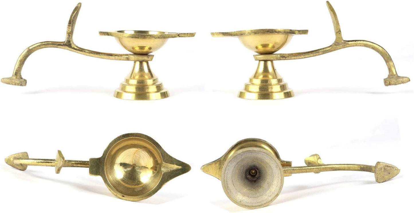 Brass Single Aarati Diya - Sacred Ritual Lamp for Devotional Offerings