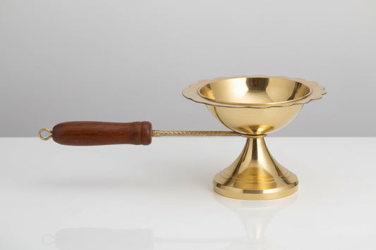 Brass Traditional Dhoop Dani 10inch - Exquisite Brass Incense Burner