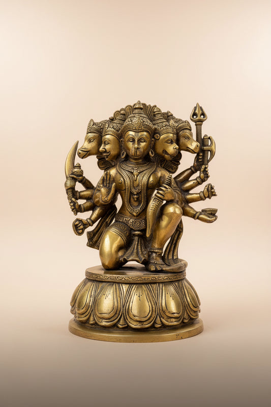 Handcrafted Brass Panchmukhi Hanuman Idol