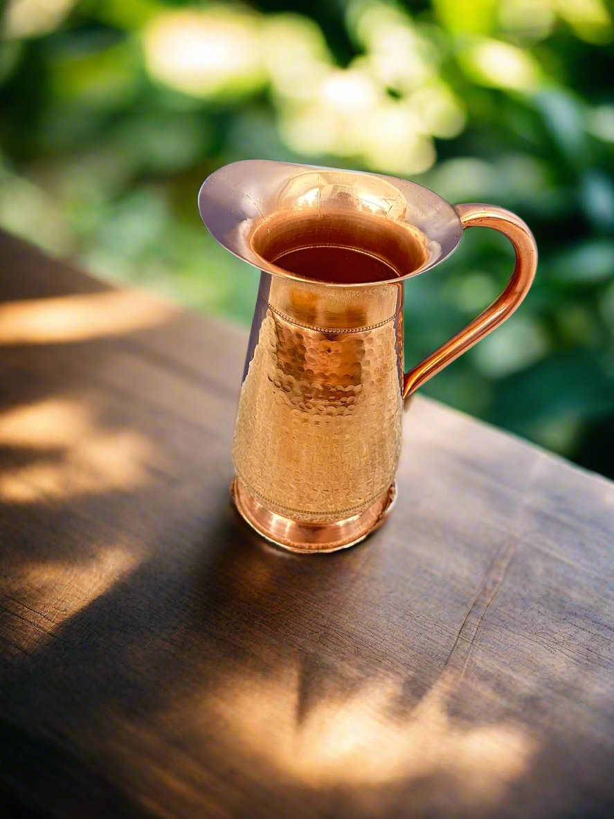 Handmade Hammered Mughlai Design Copper Jug
