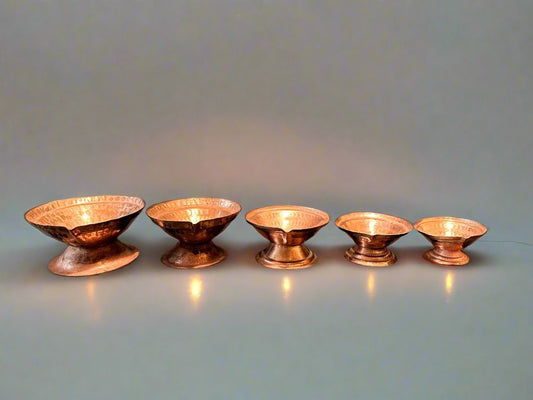 Handcrafted Nepali Copper Oil Lamp / Diya – Traditional Oil Lamp for Puja, Prayer & Home Décor