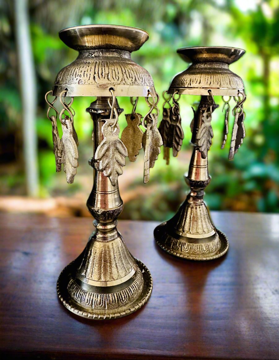 Traditional Nepali Panas Oil Lamp - Handcrafted Brass Lamp for Pooja & Decor