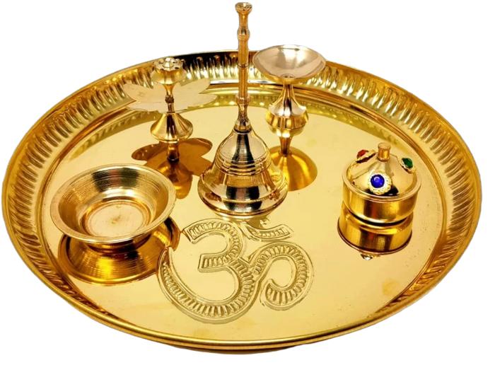 Brass Puja thali- set of 6 items
