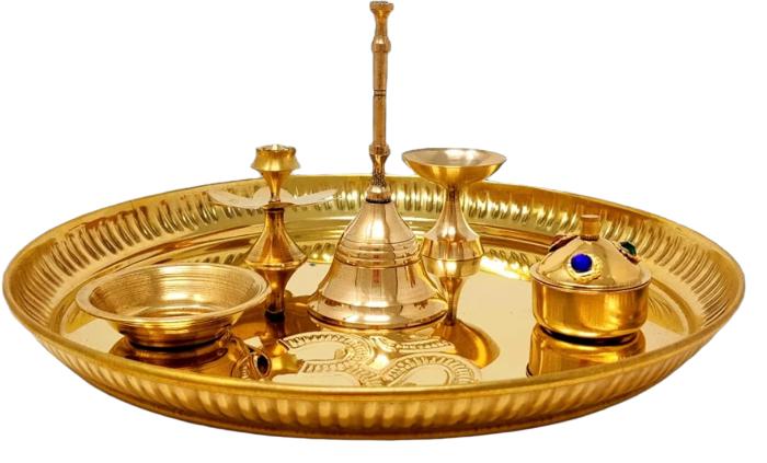 Brass Puja thali- set of 6 items