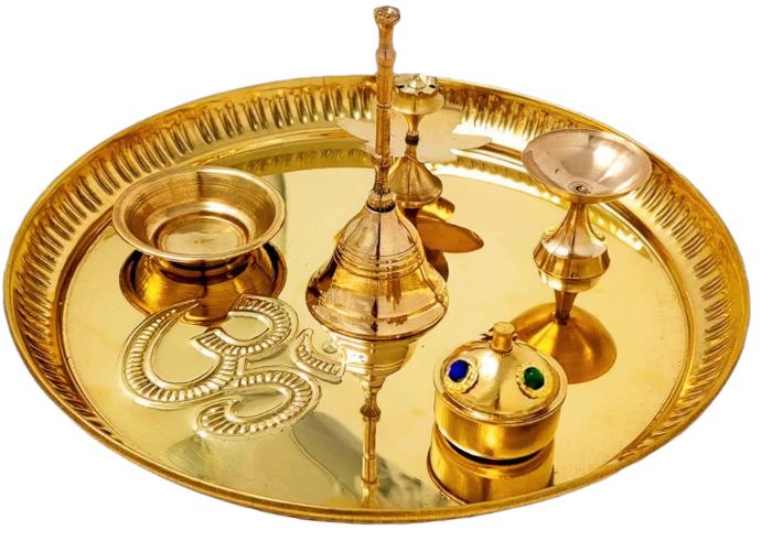 Brass Puja thali- set of 6 items