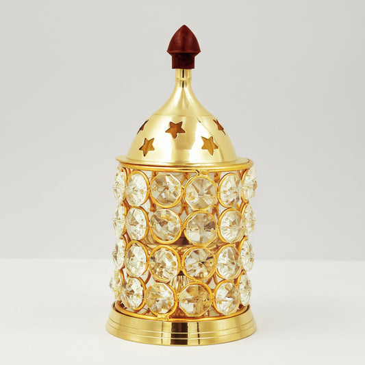 Crystal Akhanda Deep with Brass Oil Lamp – Continuous Flame Diya