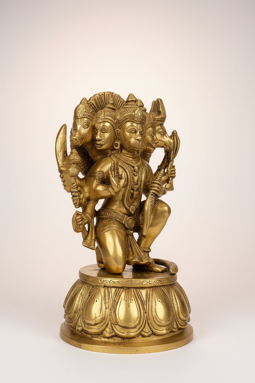 Handcrafted Brass Panchmukhi Hanuman Idol