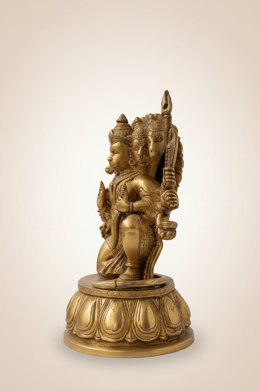 Handcrafted Brass Panchmukhi Hanuman Idol