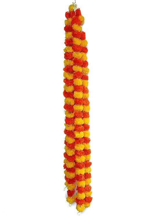 Marigold Garland- Vibrant Floral Décor for Celebrations- 60ft (pack of 5)