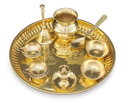 Puja Thali Set of 9 Items - Complete Ritual Kit for Sacred Ceremonies or gifting