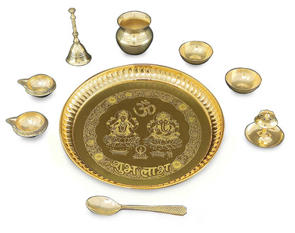 Puja Thali Set of 9 Items - Complete Ritual Kit for Sacred Ceremonies or gifting