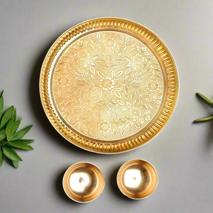 Puja thali with 2 prasad bowl