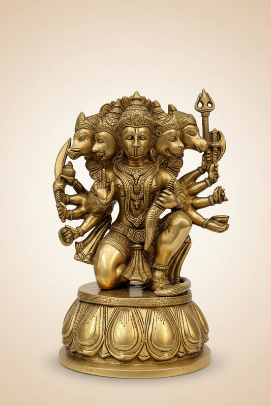 Handcrafted Brass Panchmukhi Hanuman Idol
