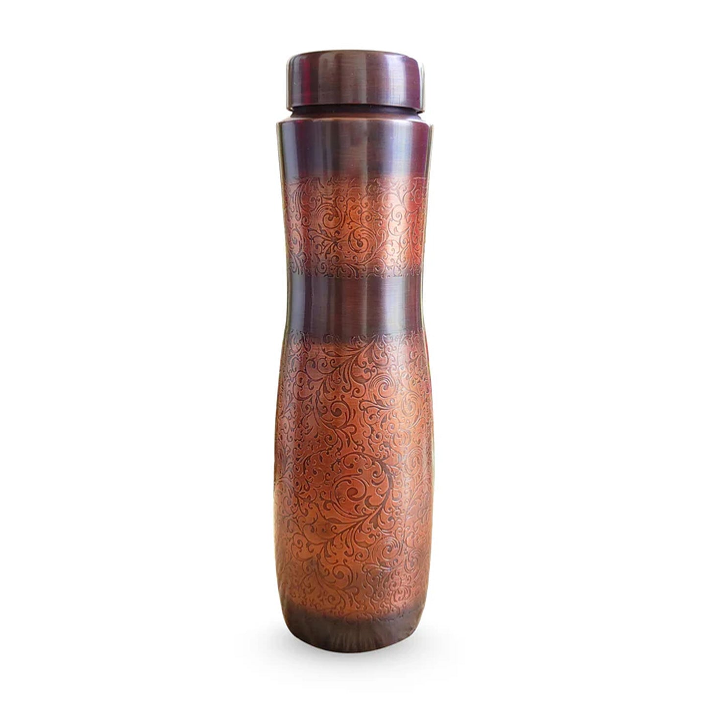 Copper Antique Dark Finish Water Bottle with Embossed Design