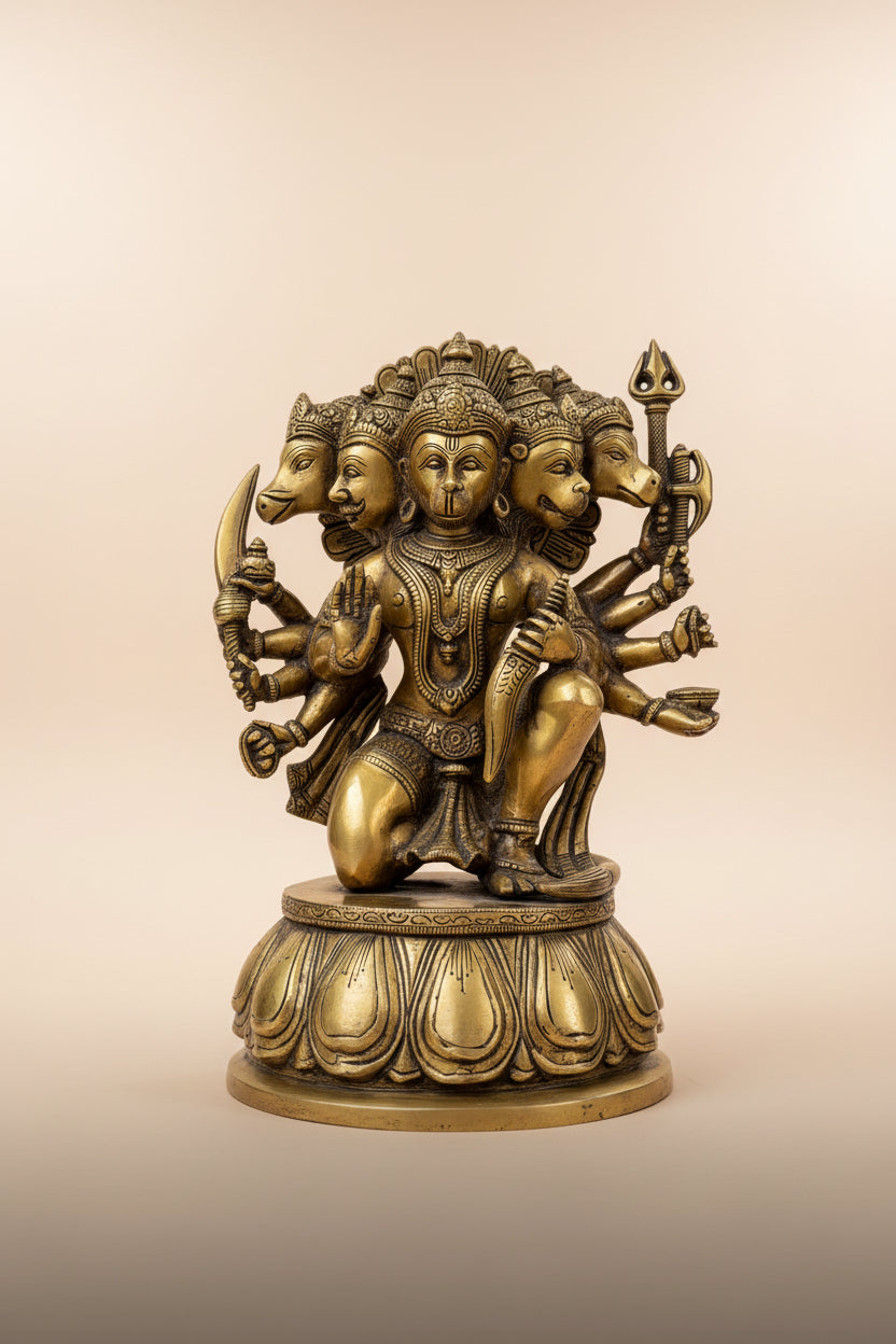 Handcrafted Brass Panchmukhi Hanuman Idol