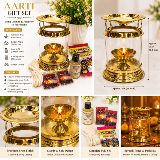 Ashta Deep – Brass Aarti & Puja Gift Set