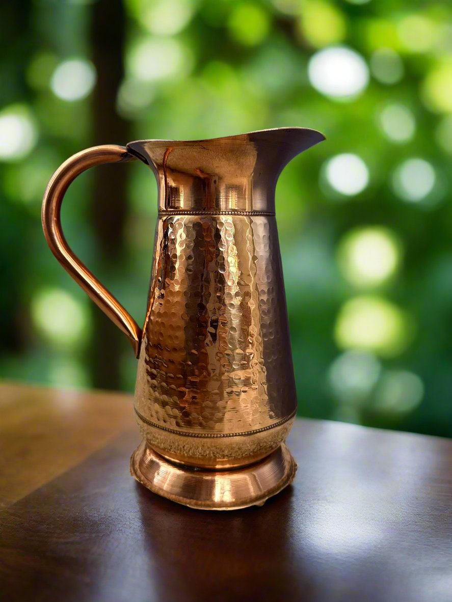 Handmade Hammered Mughlai Design Copper Jug