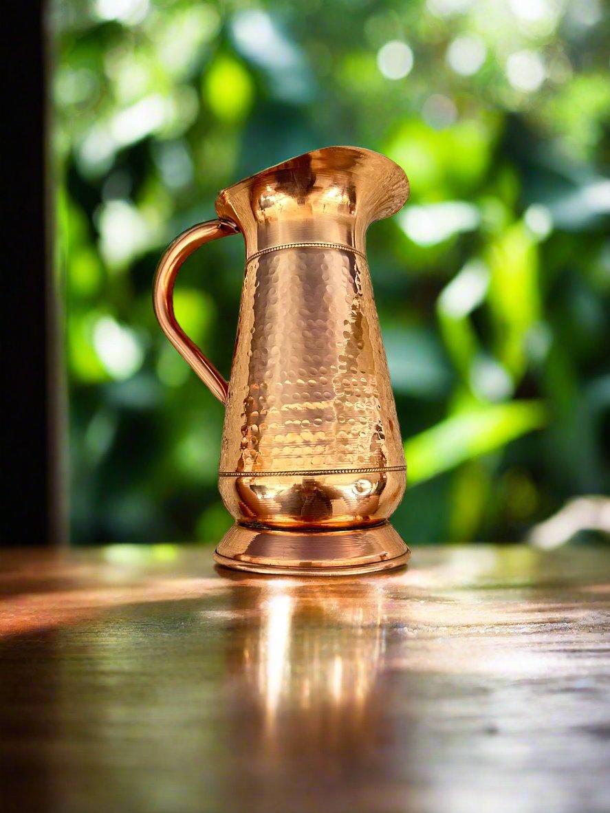 Handmade Hammered Mughlai Design Copper Jug