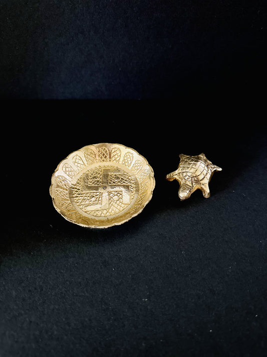 Brass Vastu Turtle on Plate - Symbol of Prosperity and Harmony