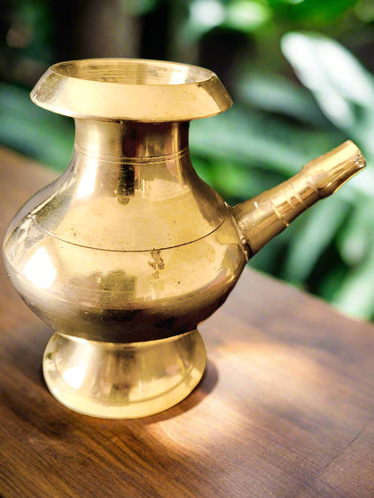 Brass Karuwa - Handcrafted Traditional Water Jug from Nepal