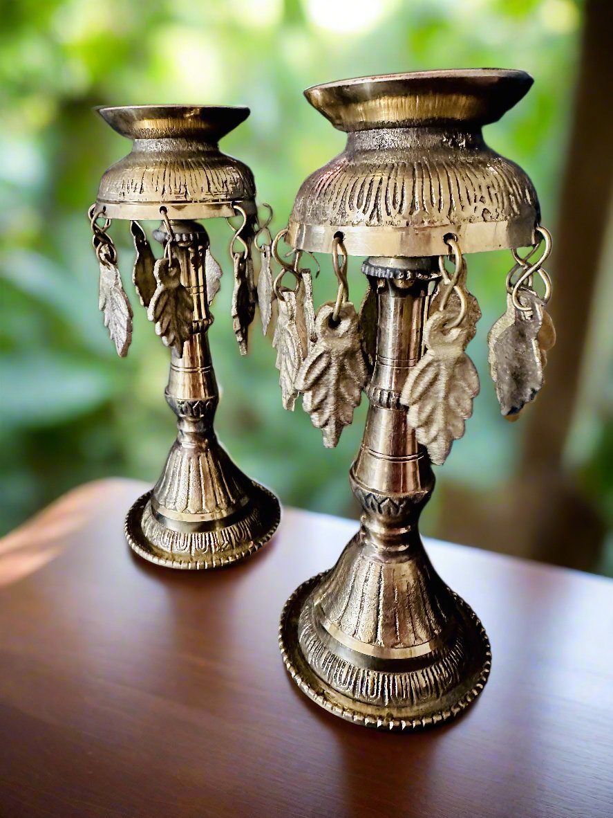 Traditional Nepali Panas Oil Lamp - Handcrafted Brass Lamp for Pooja &amp; Decor