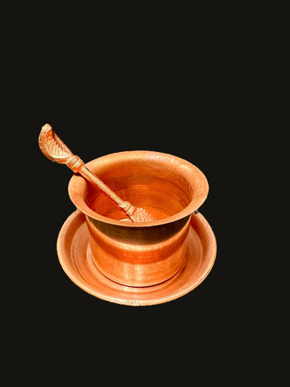 Panch Patra with Achmani Pali and Copper Plate - Achman set