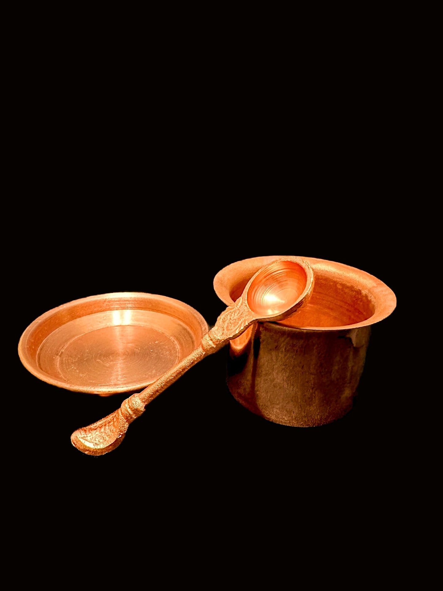 Panch Patra with Achmani Pali and Copper Plate - Achman set