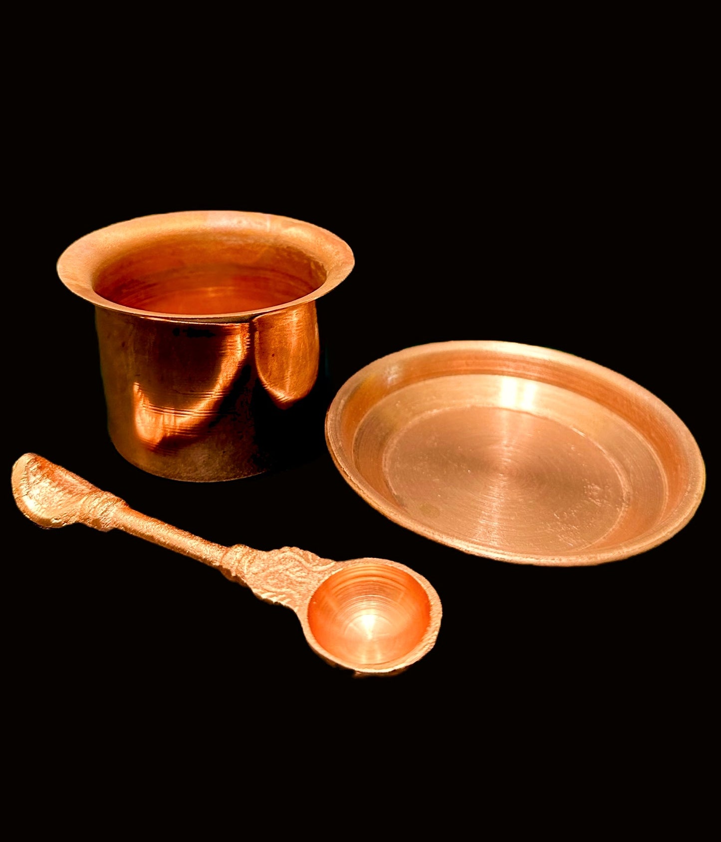 Panch Patra with Achmani Pali and Copper Plate - Achman set