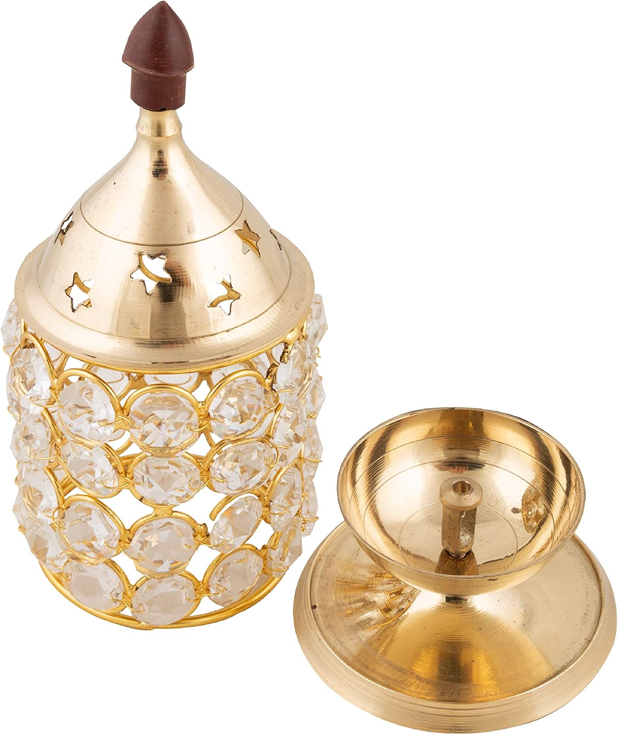 Crystal Akhanda Deep with Brass Oil Lamp – Continuous Flame Diya