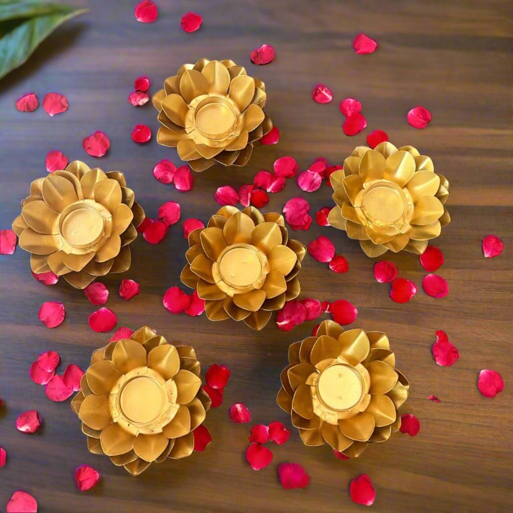 Lotus Utsav Metal Tea Light Holder – Elegant Festive Decor