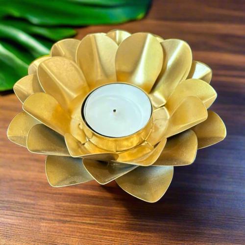 Lotus Utsav Metal Tea Light Holder – Elegant Festive Decor